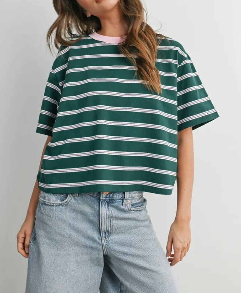 Striped Boxy Crop tee