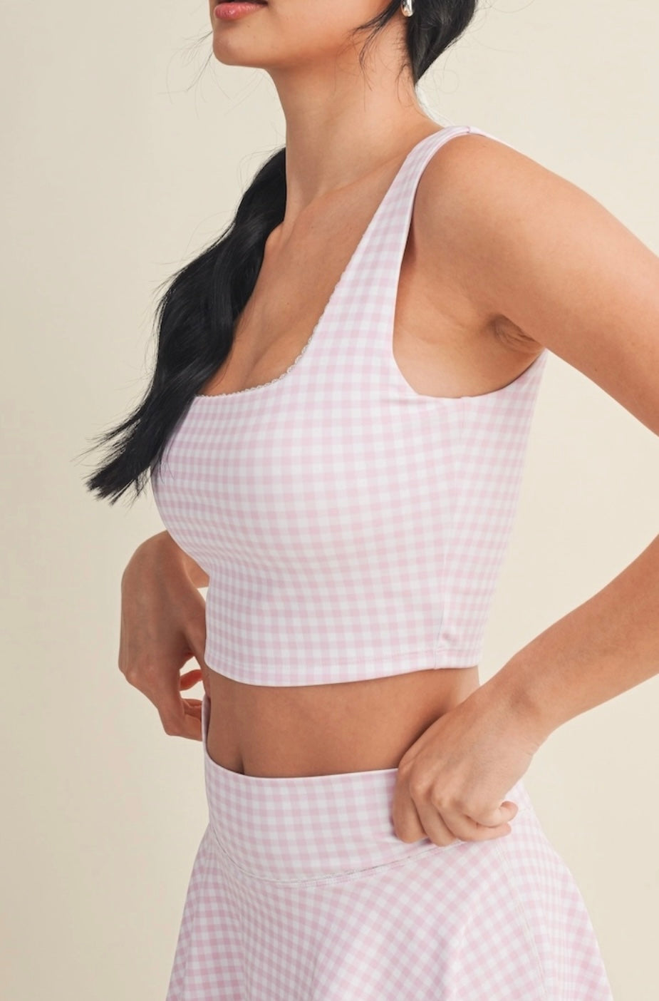 Gingham Athletic Crop Top