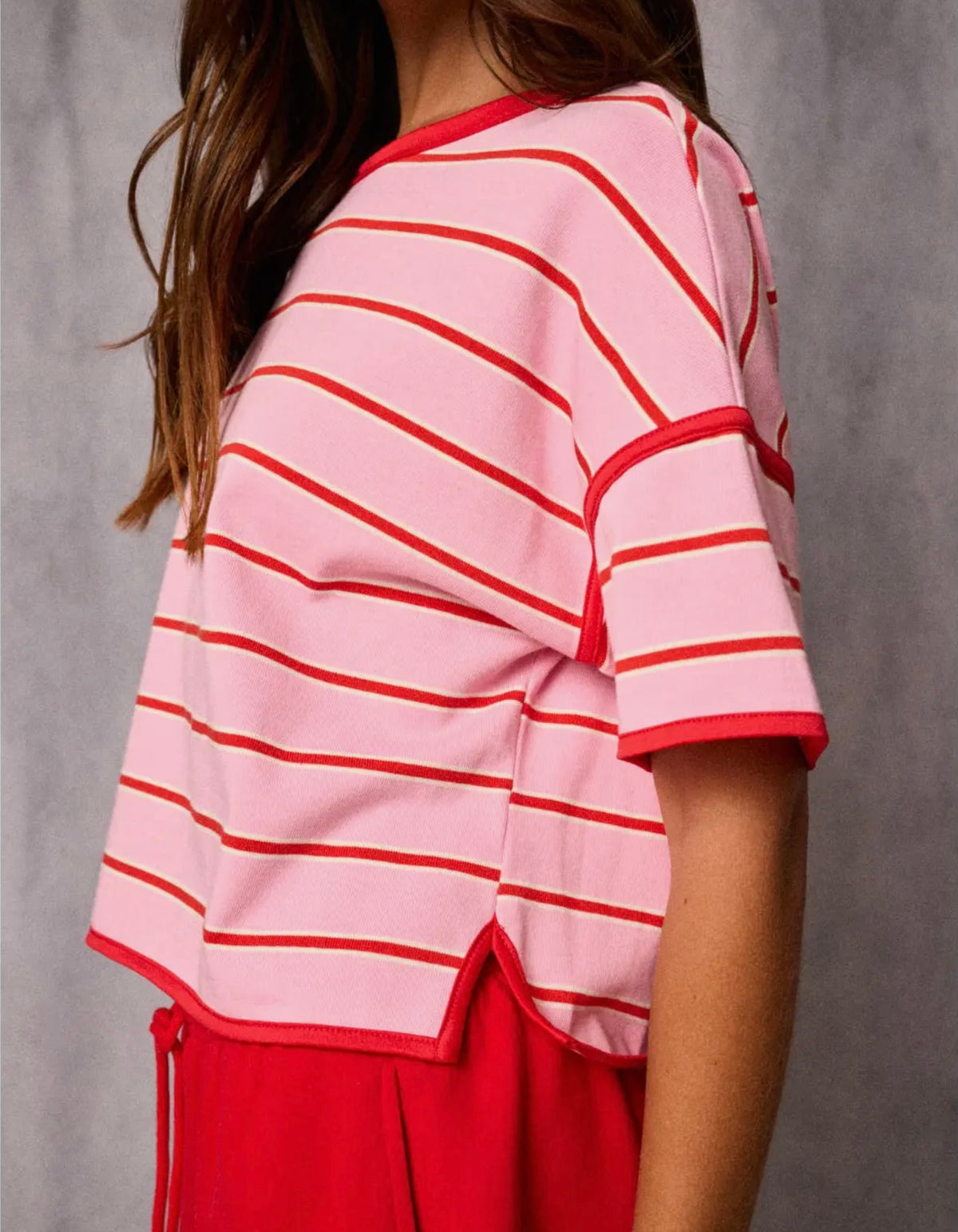 Striped Cropped Knit Top
