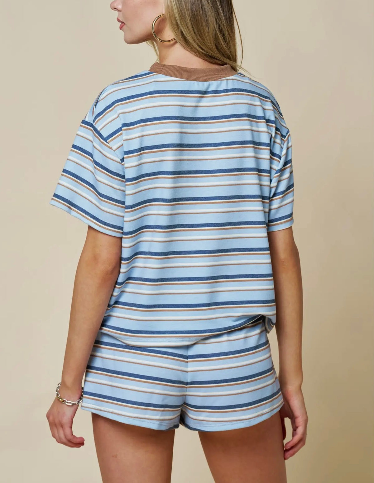 Multicolor Stripe Short Set
