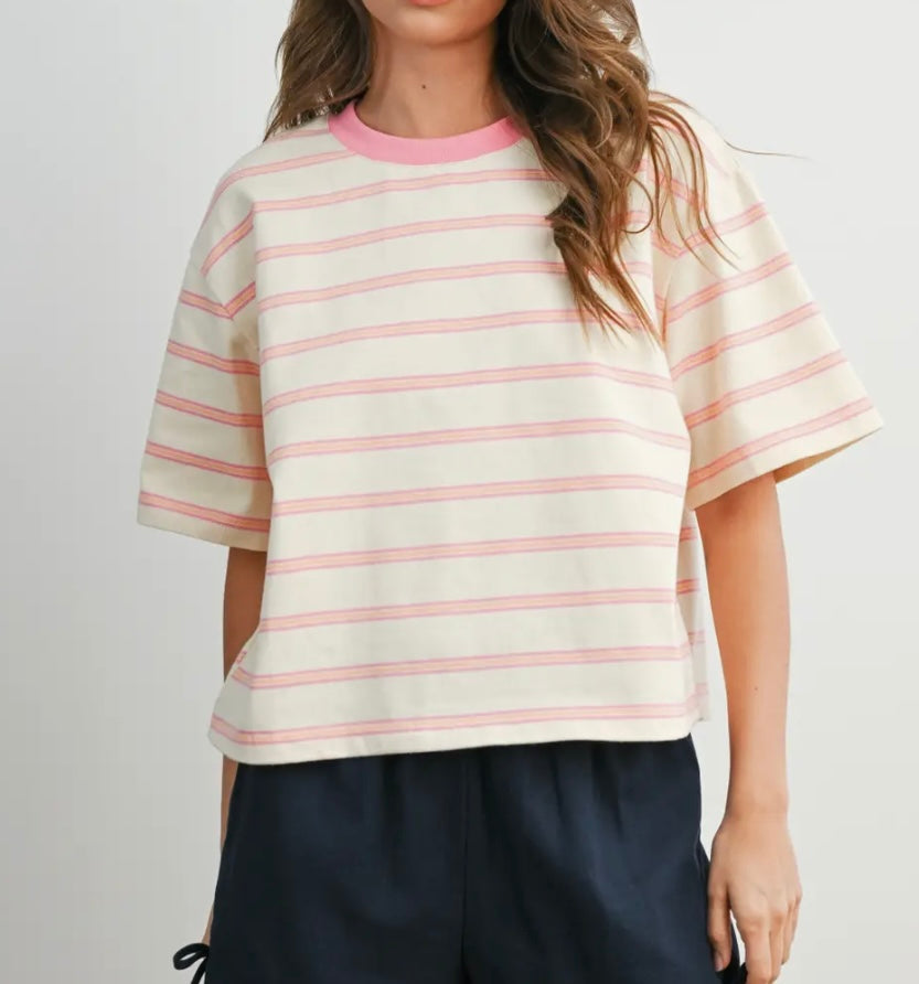 Striped Boxy Crop tee