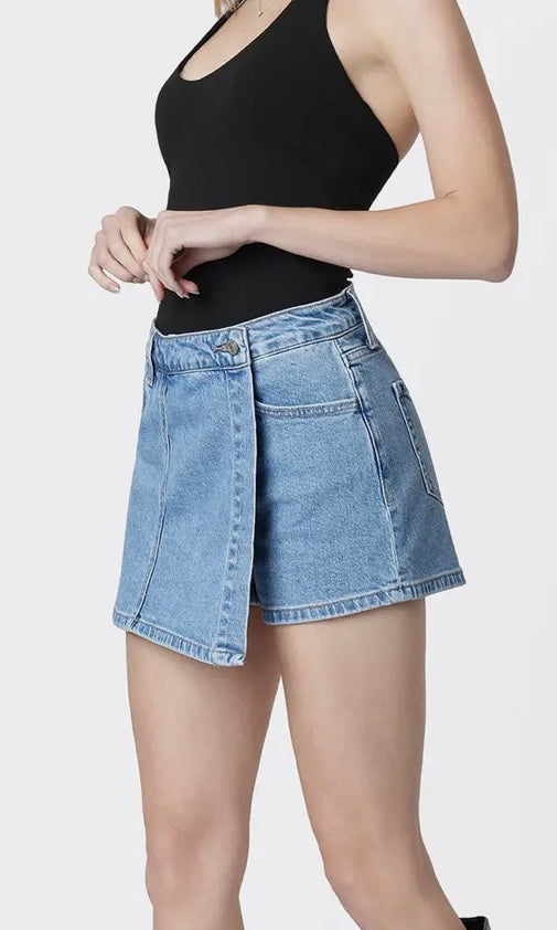 Denim Wrap Skort