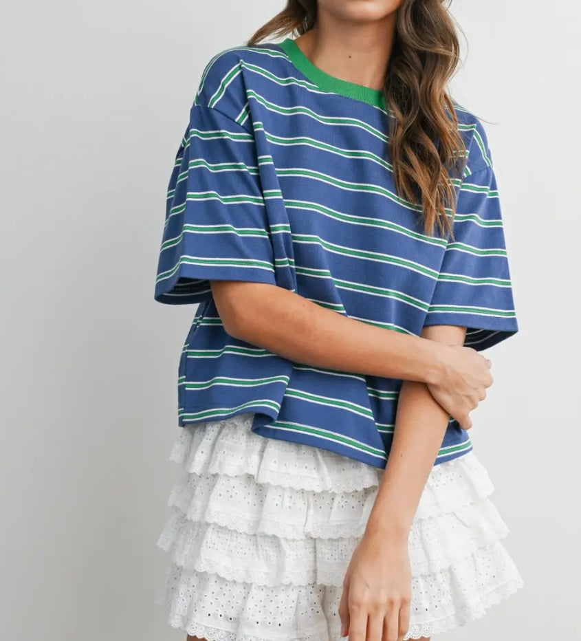 Striped Boxy Crop tee