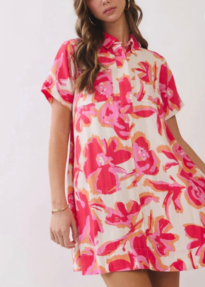 Floral Shirt Mini Dress