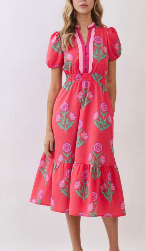 Floral Smocked Midi Dress