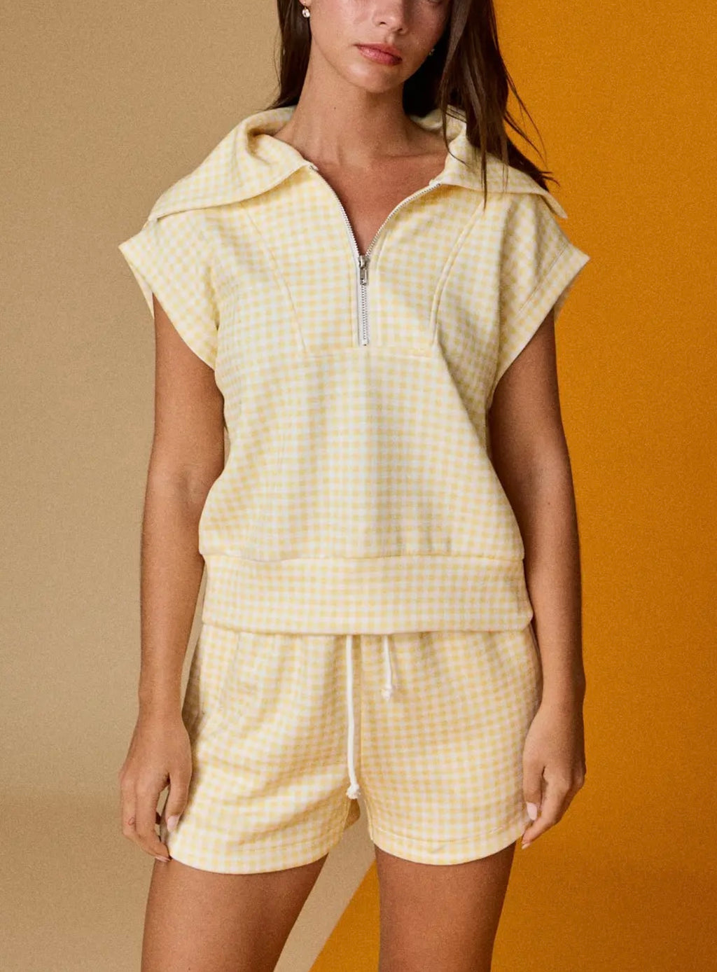 Yellow Gingham Short Set