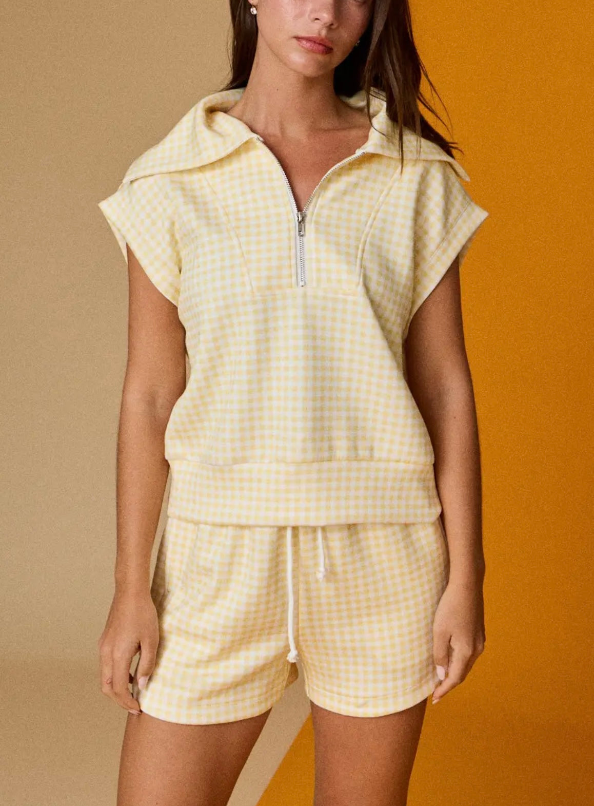 Yellow Gingham Short Set