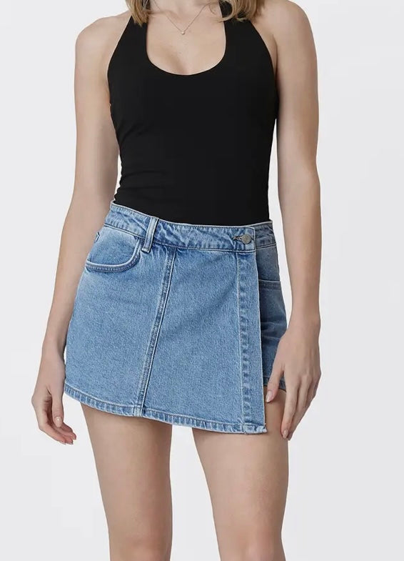 Denim Wrap Skort