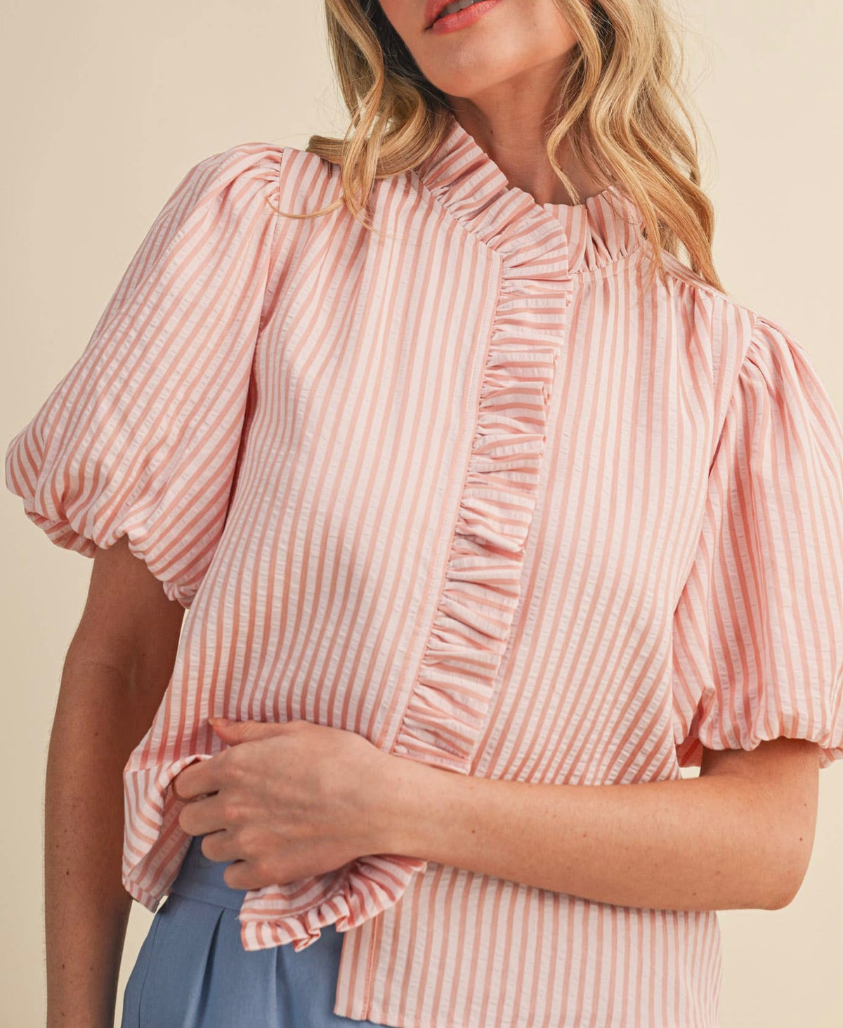 Ruffled Button Down Top