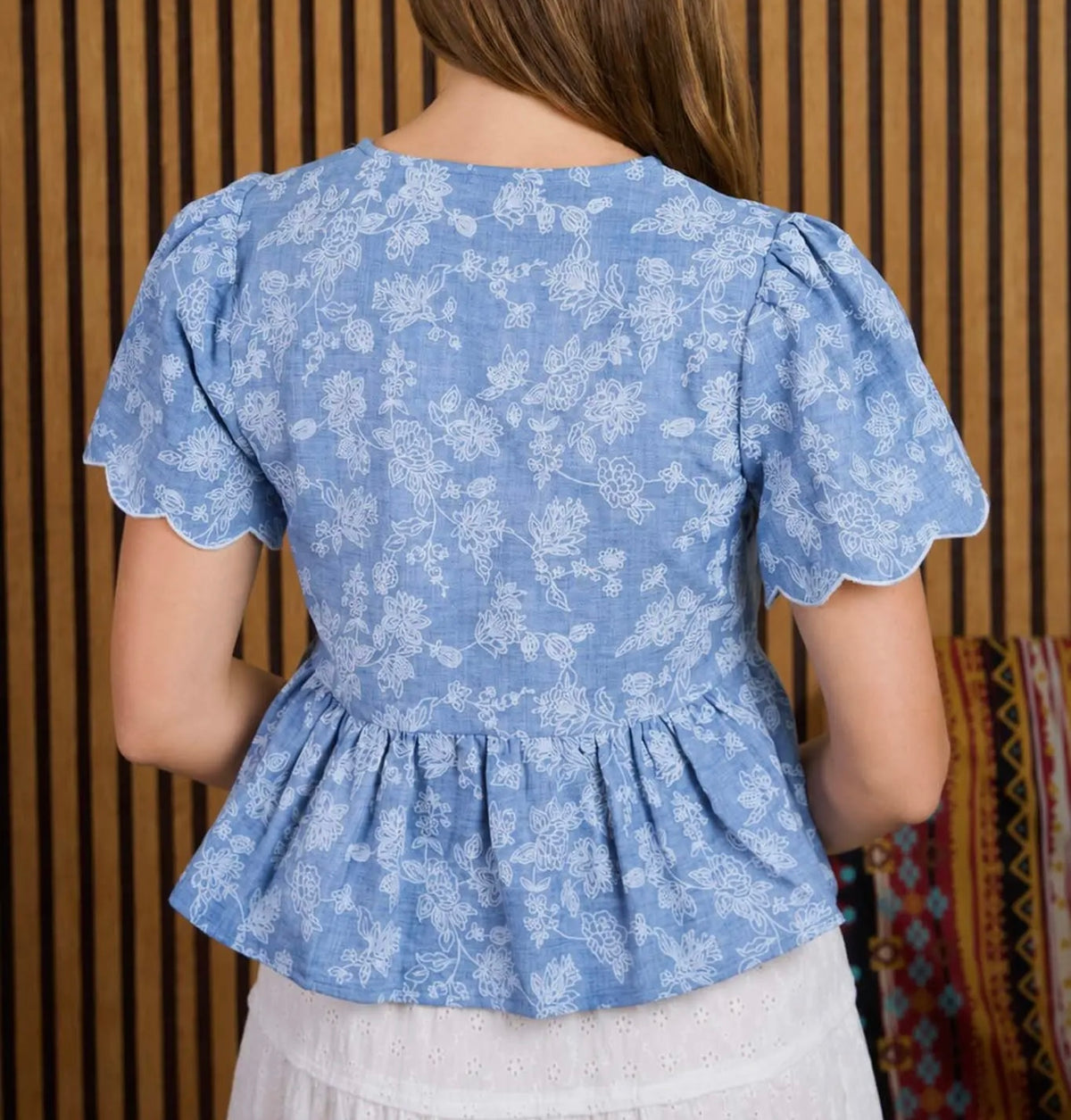 Floral Scallop Tie Top